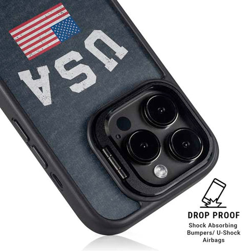 USA with American Flag iPhone 14 Pro Kickstand Case